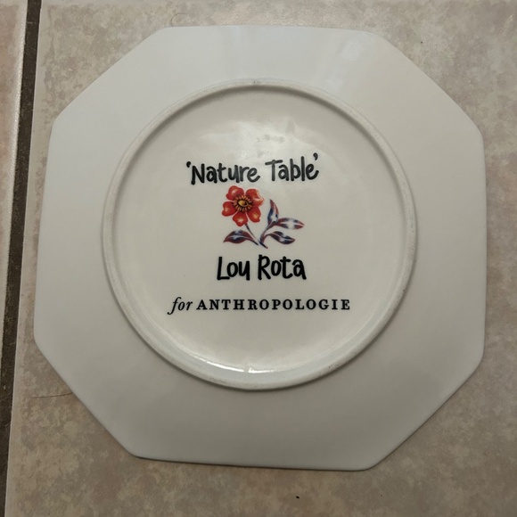 Anthropologie Lou Rota Blue Parrot Nature Table Square 8.5" Salad Dessert Plate - Picture 2 of 2